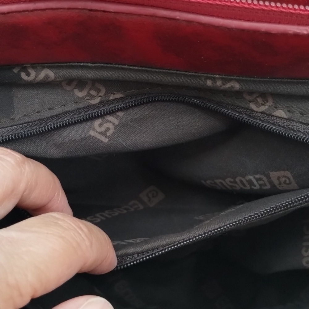 ECOSUSI faux leather red and tan satchel with removable crossbody strap - Picture 11 of 14